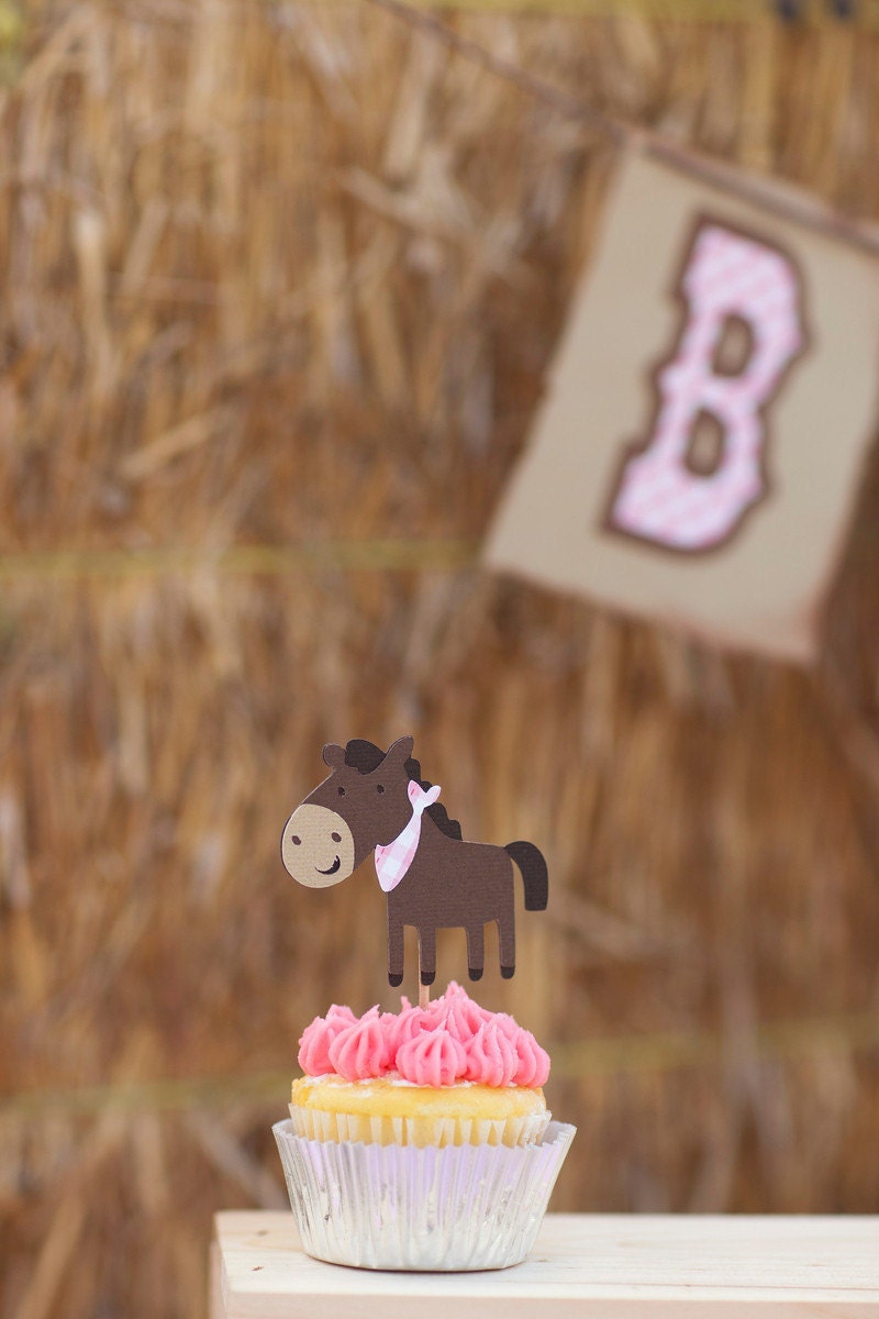 Giddy Up Cowgirl Cupcake toppers Set of 12 - Handmade