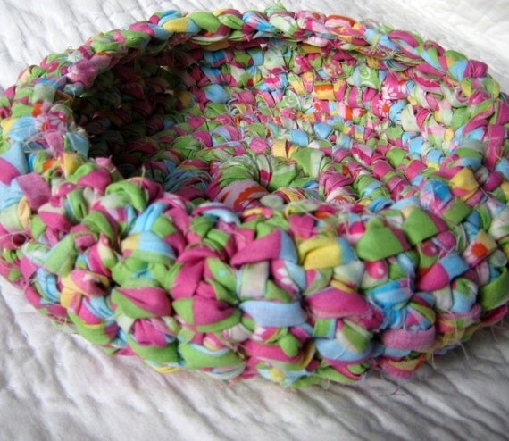 Spring Centerpiece Rag Crochet Basket by NewEnglandQuilter