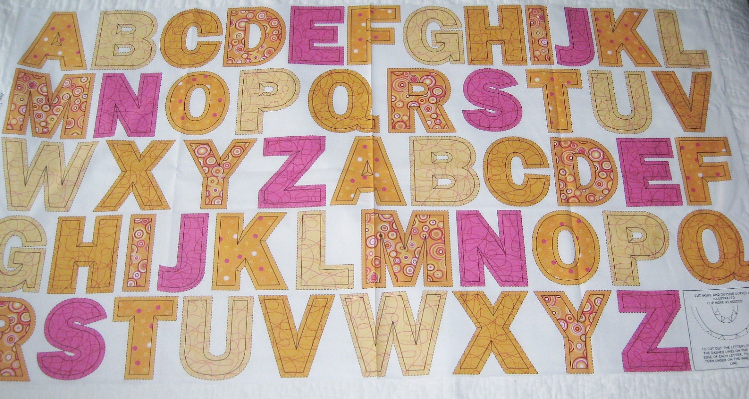 ABC Alphabet Fabric Panel - Great for Applique or Letters Set School Educational Sew Easy as 123 RJR Fabrics