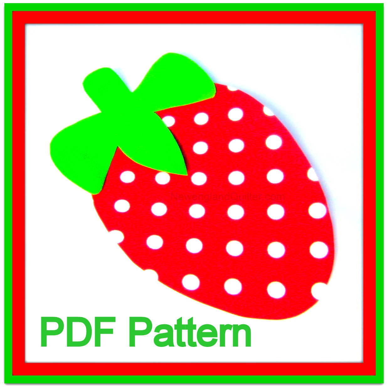 Strawberry PDF Pattern - Quilting - No Sew Iron On - Sewing - DIY - Template - Scrapbooking Design - Instant Download