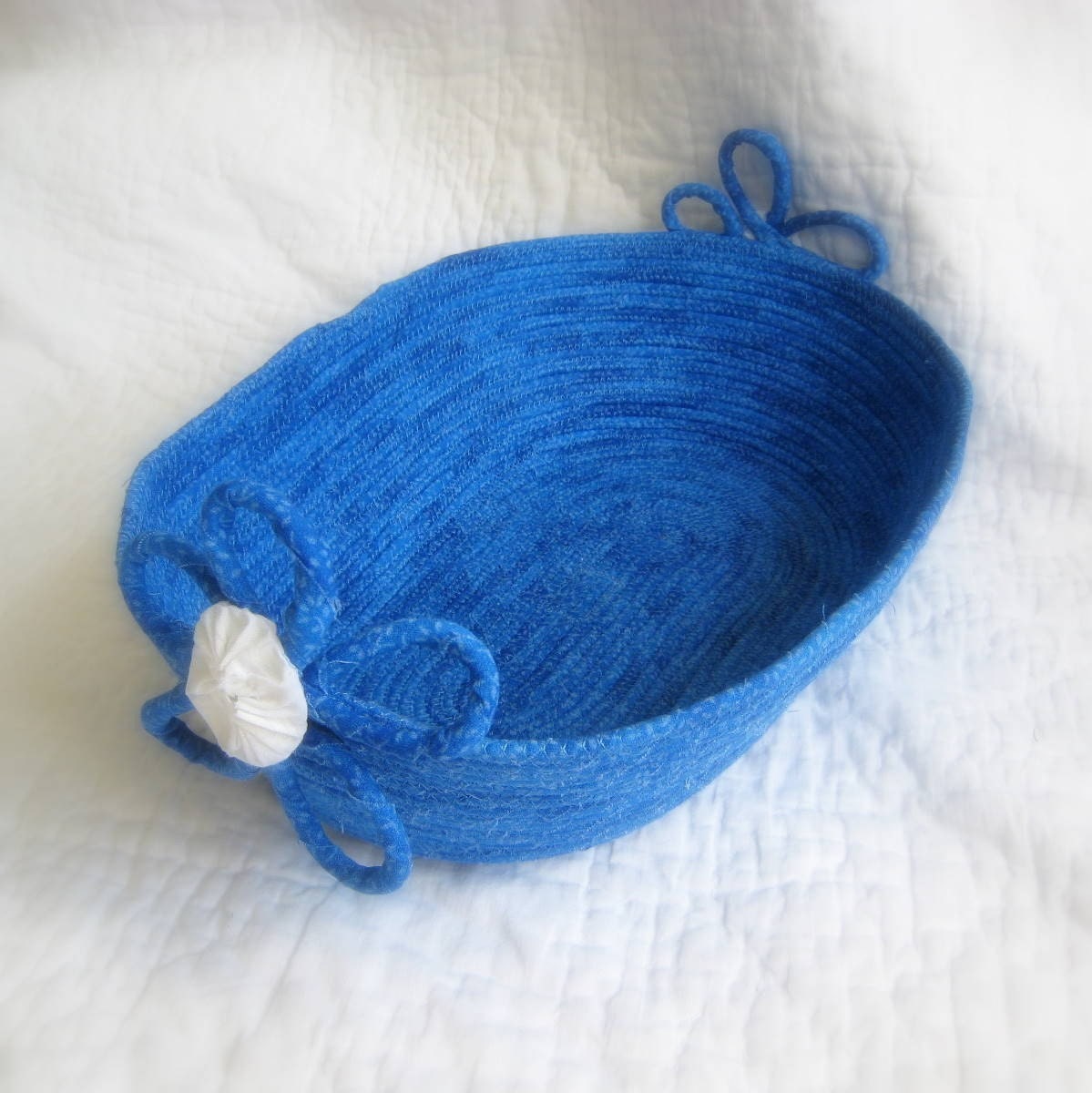 Cornflower Blue Basket - Fabric Coiled