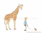 Children's Wall Art Print - Giraffe - 8x10 - Boy Kids Nursery Room Decor