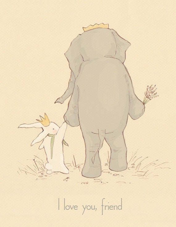 Children's Wall Art Print - I Love You, Friend - 8x10 - Kids Nursery Room Decor