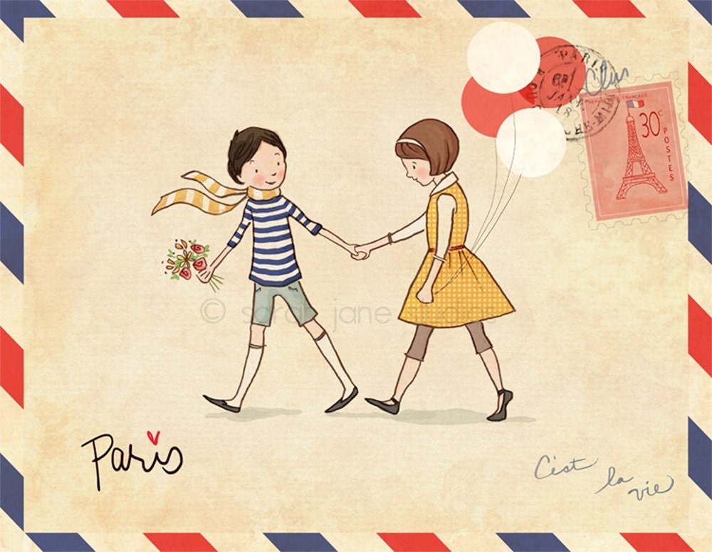 Children's Wall Art Print - Paris - 8x10 - Boy & Girl Kids Nursery Room Decor