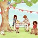 Children's Wall Art Print - Summer Tea Party - 8x10 - Girl Kids Nursery Room Decor