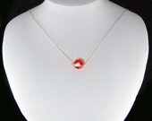 Simple Hot Christmas Red Swarovski Crystal Bridal Wedding Sterling Silver Holiday Necklace