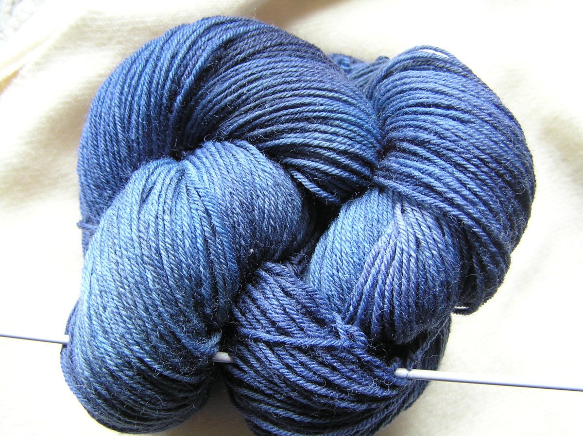 105g superwash sock yarn with nylon, semi solid blue