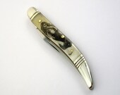 Scrimshaw Baby Toothpick Pocket Knife with Mermaid