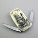 Scrimshaw Money Clip Knife with Vertical Ship and Lighthouse