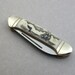 Scrimshaw Mini Canoe Style Pocket Knife with Schooner and Whale Tail