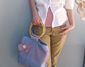 SALE - Indie Arts Periwinkle Linen Summer Bag