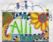 Peace and Groovy hand personalized sign