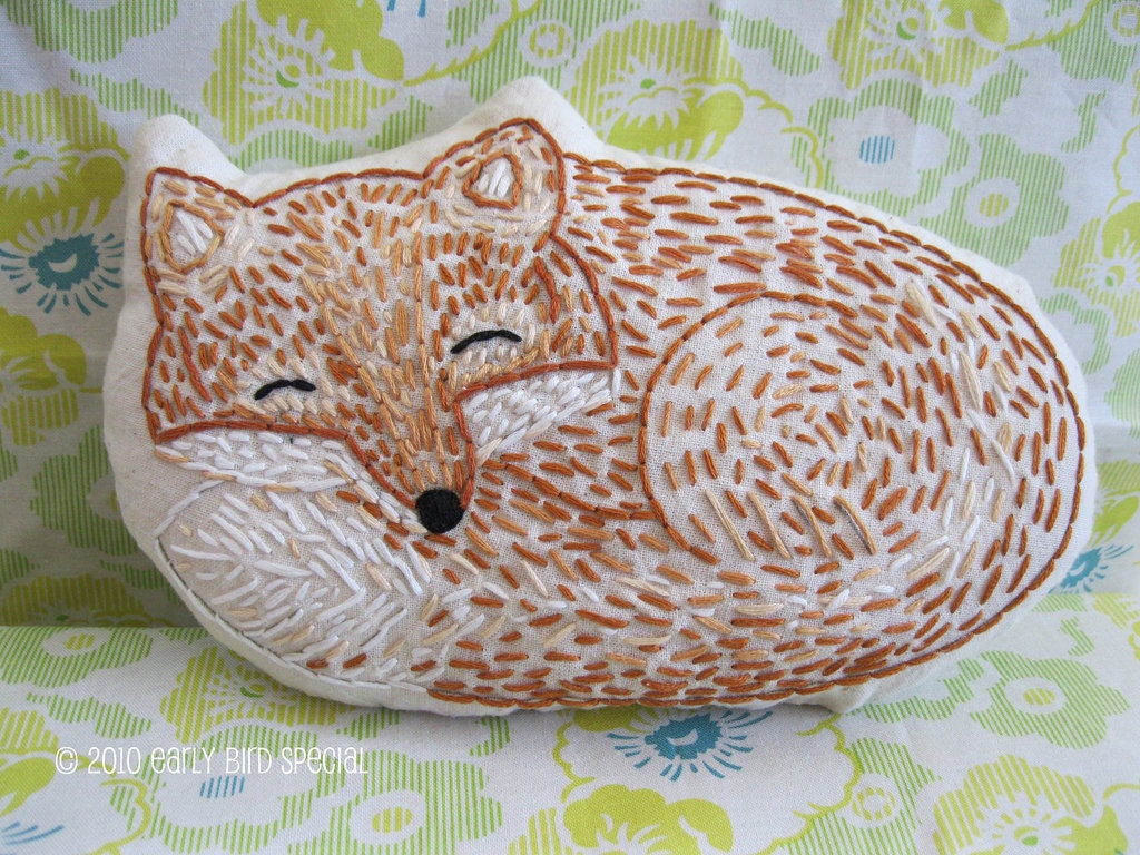 Sleepy Fox Hand Embroidery Pattern