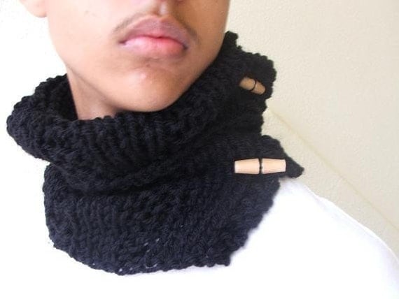 Unisex Black collar scarf
