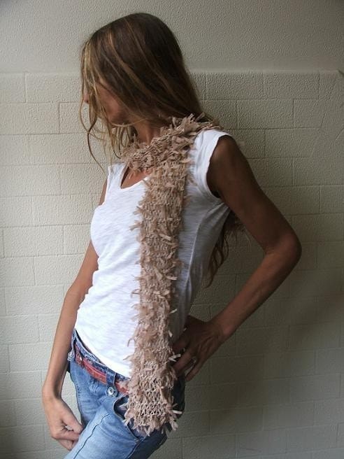 Nude ribbon scarf