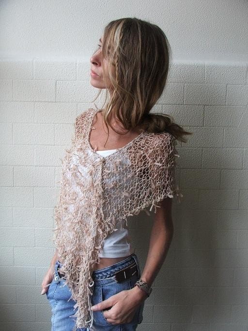 Poncho / Nude Ribbon Poncho