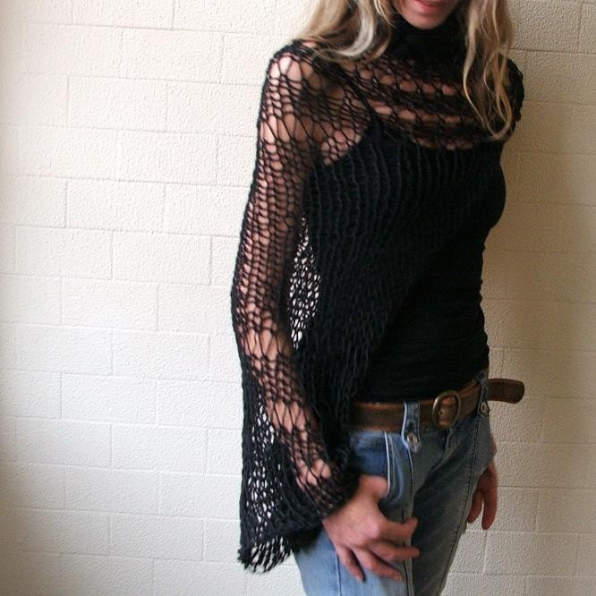 Black Shrug / Black  Sweater / Eco Fairtrade Cotton Loose weave shrug 4 - 5 left in this shade