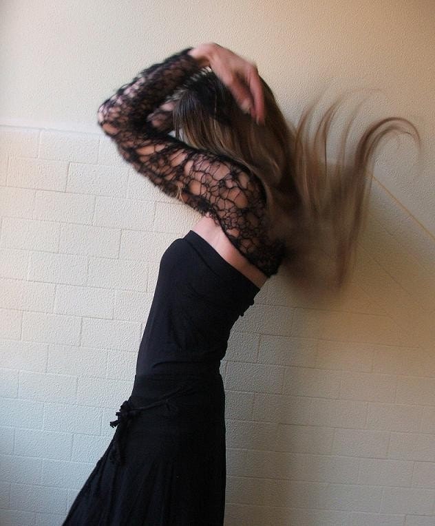 Black kid mohair web shrug