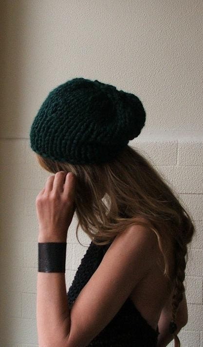 Emerald Green Chunkier hat, vegan friendly