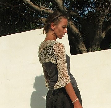 gold shrug / gold sweater / golden cotton and linen mix shrug
