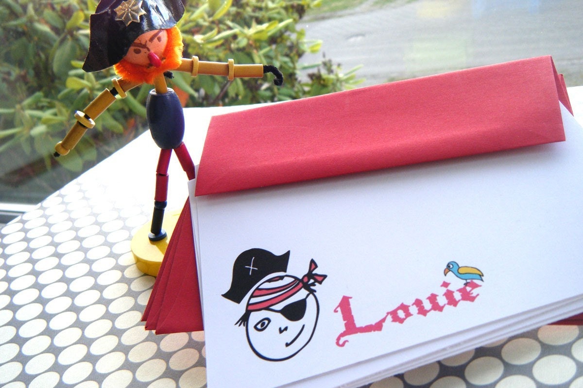 Pirate Personalized Stationery Notecards and Sticker Gift Set