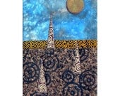 Original Mixed Media Fiber Art Quilt Collage - Sailing the Sahara