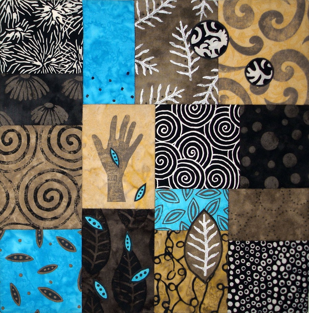 Original Mixed Media Abstract Fiber Art Quilt - Planting Seeds I
