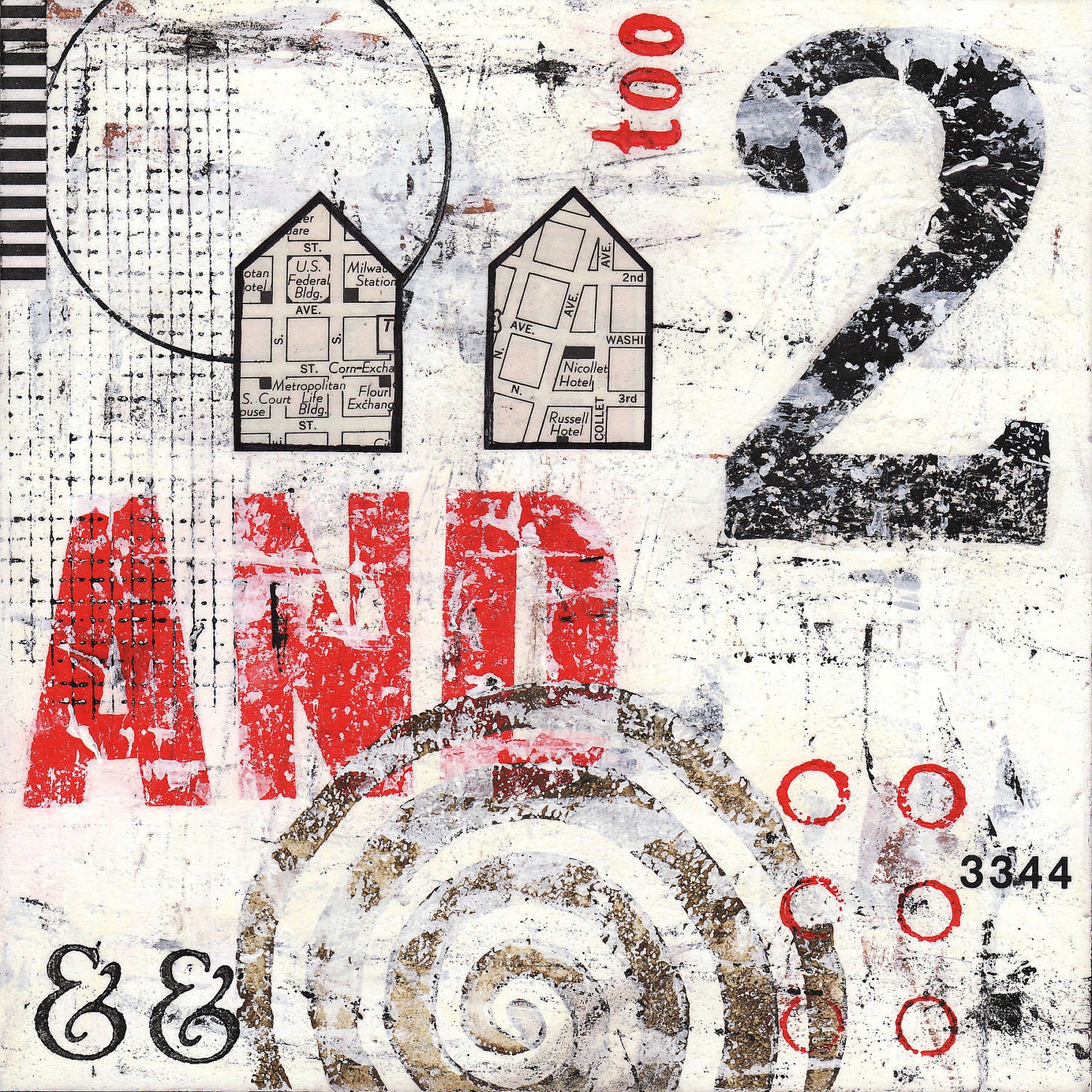 Original Mixed Media Abstract Collage by Kim Hambric - And Another Thing
