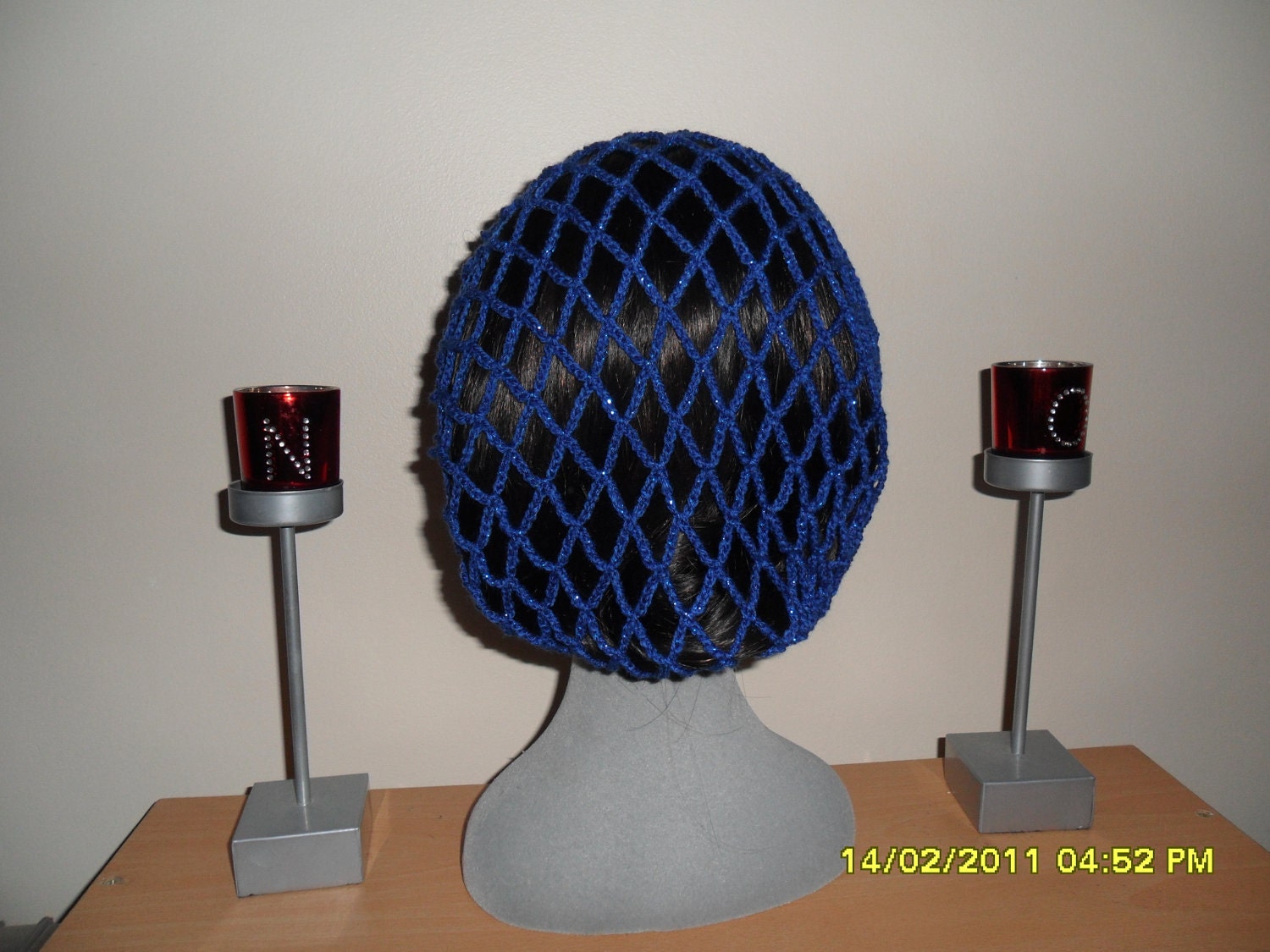1940s retro snood hairnet in sparkling blue - Dolores
