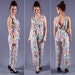 80s Floral Jumpsuit / Overalls / Avant Gard / Small, Medium