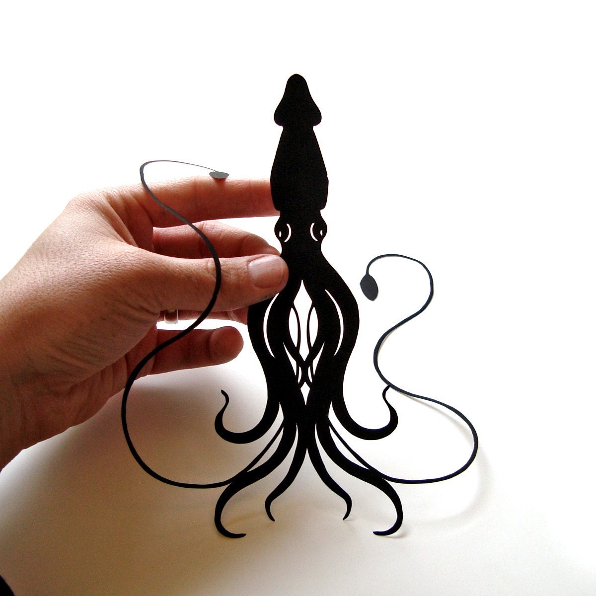 Squid Hand-Cut Paper Silhouette- 8x10