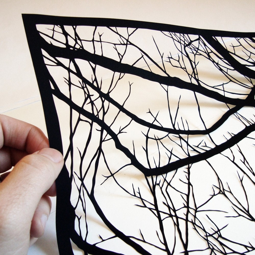Branches 2: 18x24 Hand-Cut Paper Art, framed and one-of-a-kind