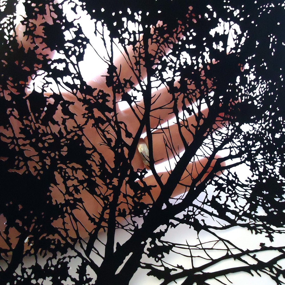 Pine Tree Portrait 18x24 original papercut