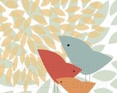We Are Family - 8 x 10 - Original Illustration Fine Art Print - Birds, Family, Love, Baby, Mother, Father, Child - BUY 2 GET 1
