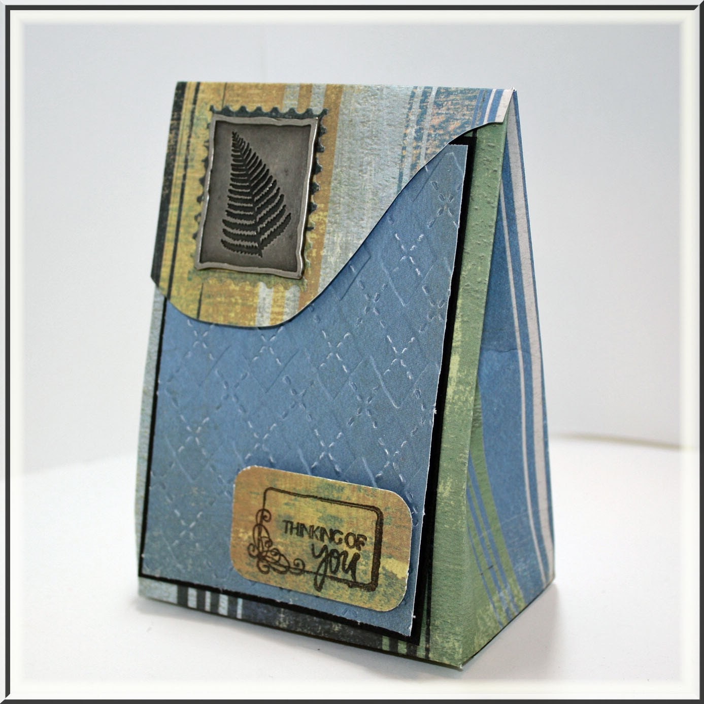 Handmade masculine gift bag in blue