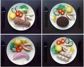 DIY Felt Western Food Set - Chicken Drumstick, Steak, Salmon, Chicken Sausage and 6 Side Dishes (PDF Patterns and Instructions via Email