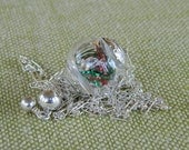 Handmade Lampwork Bead -MINI snow globes hollow silvered cored -   SRA B54