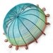 Sixteen sided copper wire basket in teal blue, green, and brown