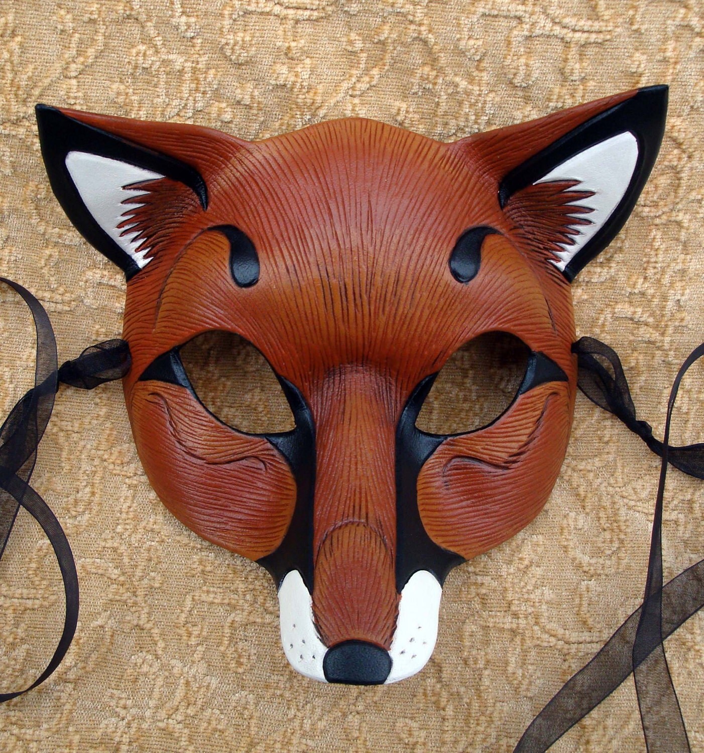 Red Fox Mask Handmade Leather Fox Mask By Merimask On Etsy