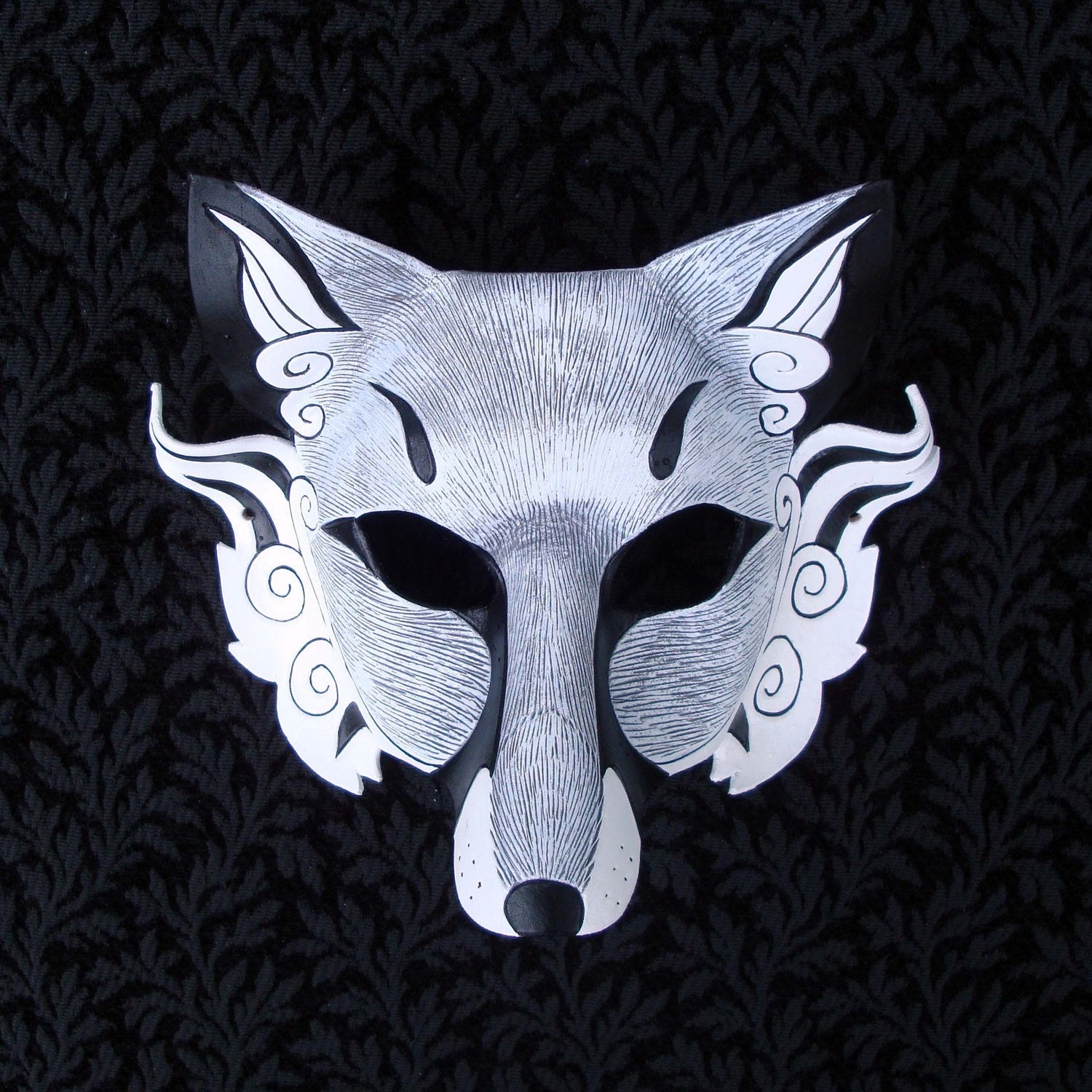 White Japanese Fox Mask... Inarihandmade leather by Merimask