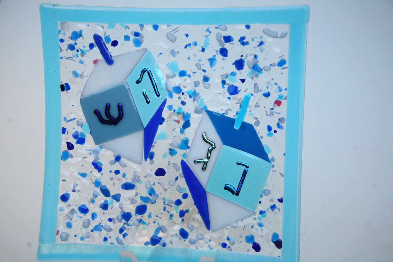 Fused Glass Dreidel Plate