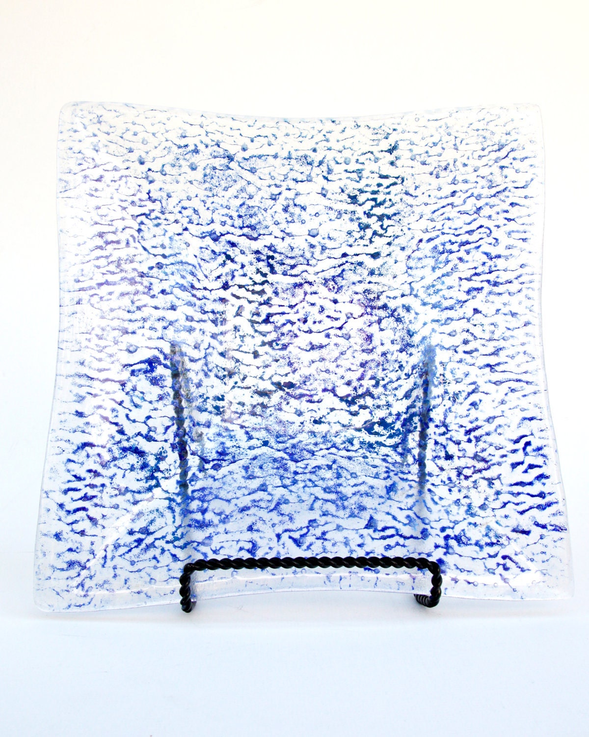 Blue Ripple Square Bowl