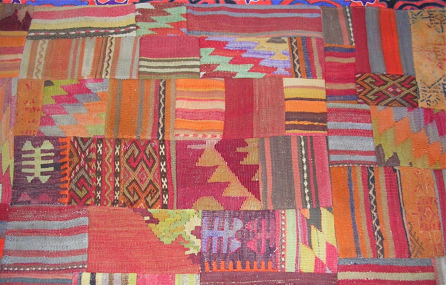 Colorful Turkish Tent Wrapping and Kilim Patchwork Custom Rugs