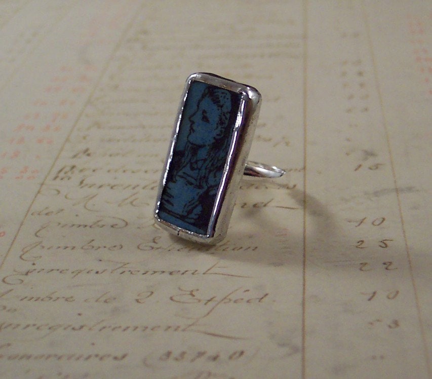 Alice in Wonderland - Soldered Domino Adjustable Ring