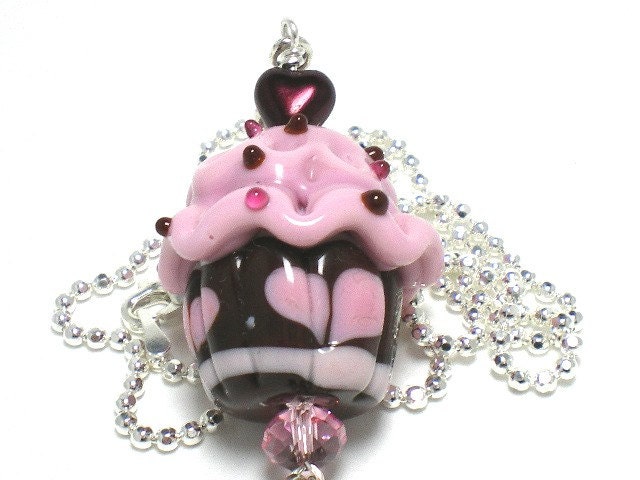 All My Heart Deluxe Cupcake Lampwork Necklace