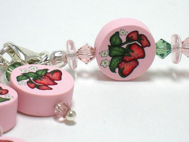 Strawberry Polymer Clay Bracelet