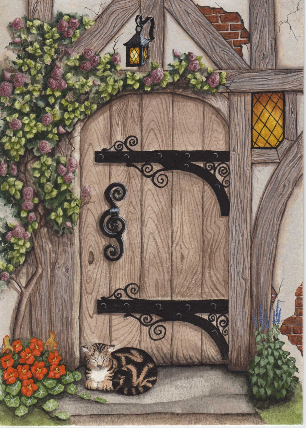 Original Painting Tudor Door