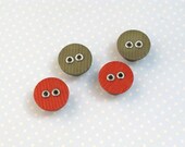 Cute Funny Green and Orange Face Button Magnets
