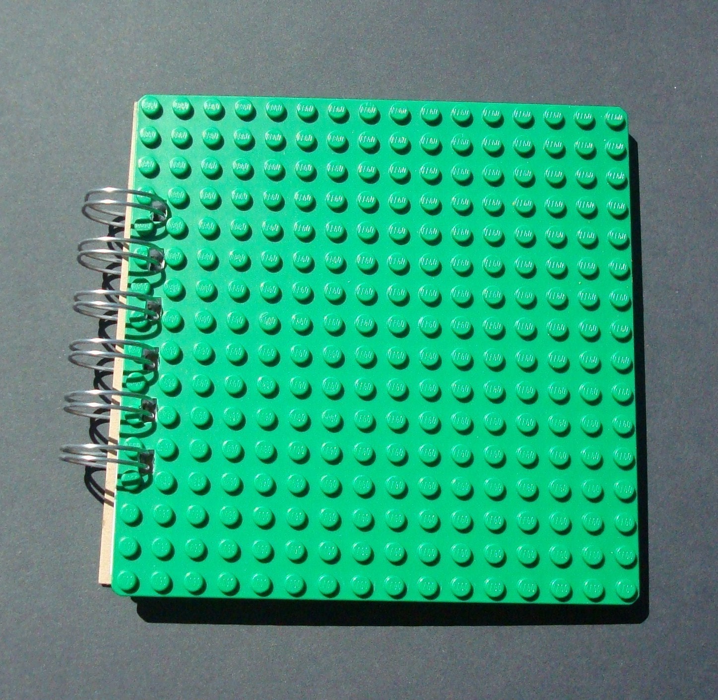 Journal spiral bound notebook made with GREEN Lego (r) plate