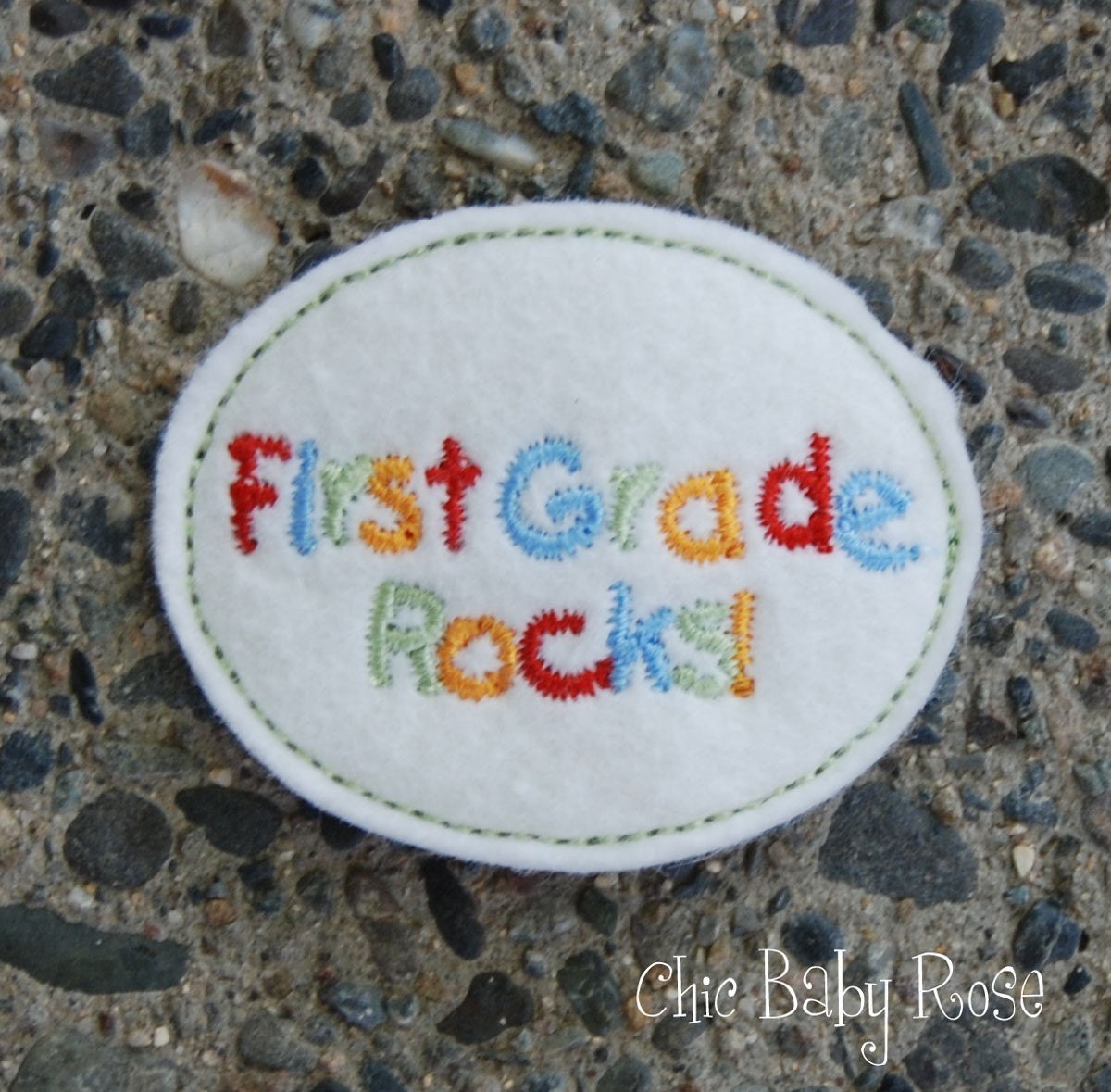 First Grade Rocks Wool Felt Snap Clip by Chic Baby Rose